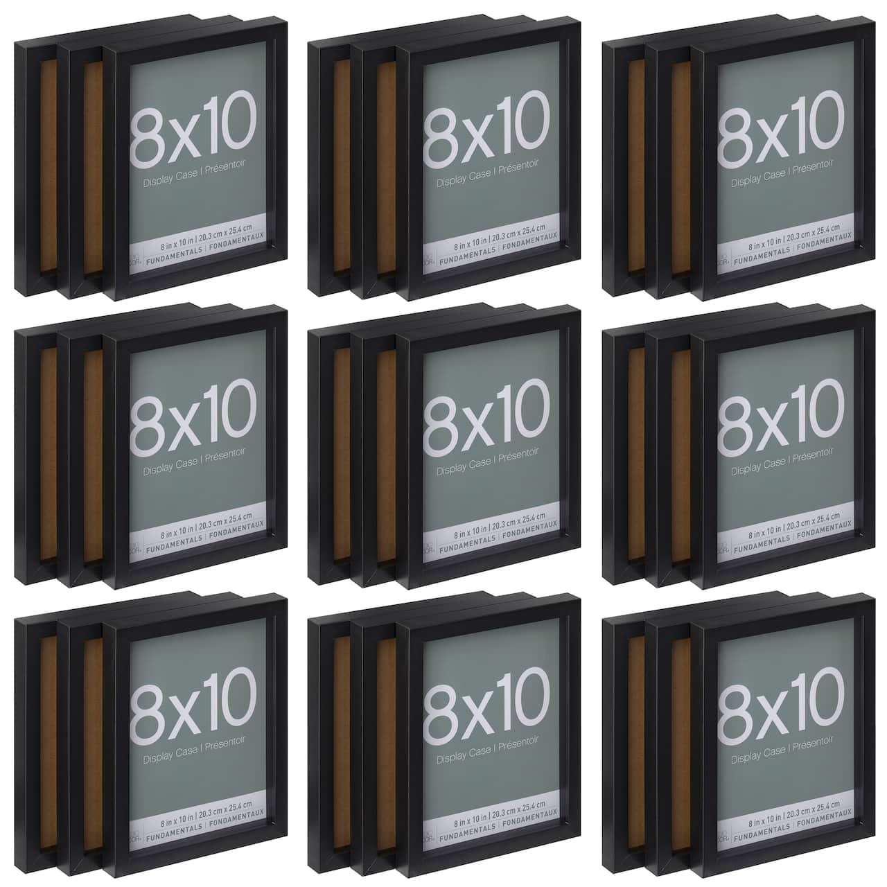 9 Packs: 3 ct. (27 total) Black Fundamentals 8" x 10" Display Case by Studio Décor®